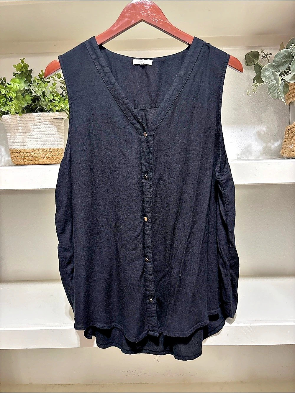 Maurices Black Rayon Button Front Tunic Size XXL